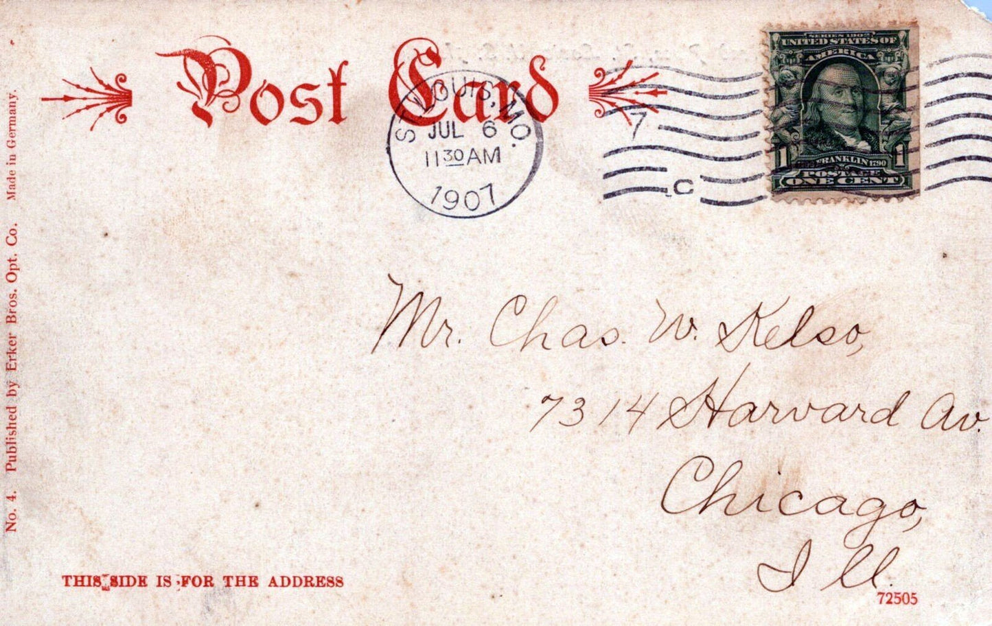 Entrance to Portland Place, St. Louis, USA c1907 0324M0190 ZAYIX Postcard