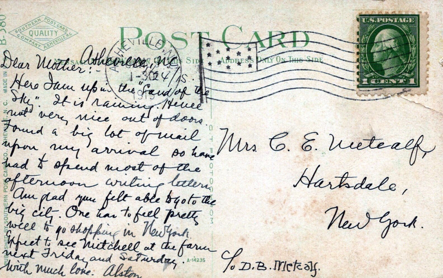 Swannanoa, Nymph of Beauty River Scene 0324M0199 ZAYIX Postcard