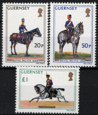 Guernsey 108-110 MNH Military Uniforms Militia Horses ZAYIX 021423S114