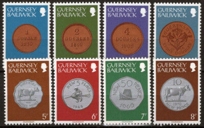 Guernsey 173-180 MNH Coins Farm Animals Flowers ZAYIX 021423S142M