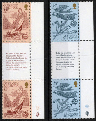 Guernsey 222-223 MNH Gutter Pairs Flowers Boats Landmark ZAYIX 021423S151
