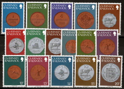 Guernsey 173-188 MNH Coins Farm Animals Birds Flowers ZAYIX 021423S141M