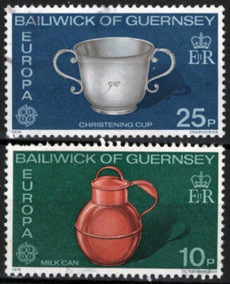 Guernsey 135-136 Used Europa Cept Milk Can Christening Cup ZAYIX 021423S130
