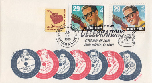 US 2729, 2736 GAMM FDC Buddy Holly, Music Legends ZAYIX 1024A0106
