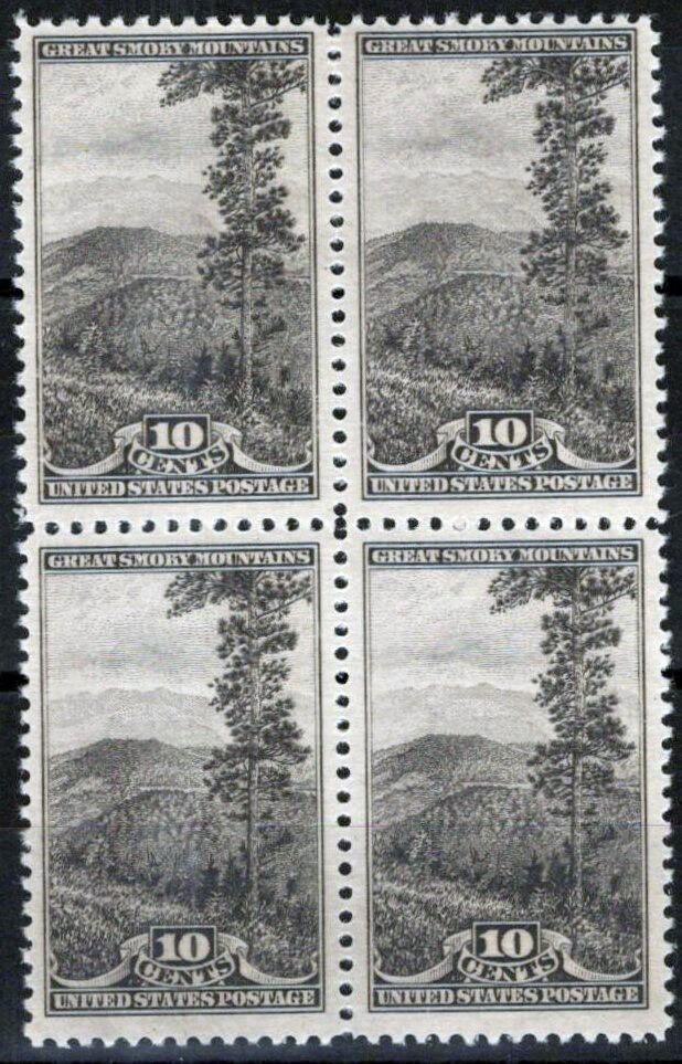 US 749 MNH VF block of four 10c Great Smoky Mountains N Park ZAYIX