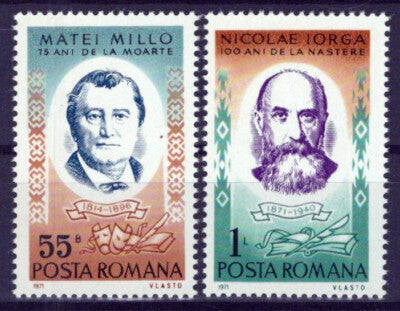 Romania 2312-2313 MNH Matei Millo Nicolae Iorga Politician Zayix 0125S0060