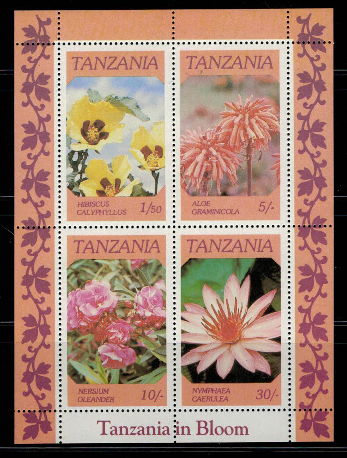 Tanzania 318a MNH souvenir sheet Hibiscus, Indigenous Flowers ZAYIX