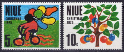 Niue 175-176 MNH Christmas Tree Balloons Tricycle Presents ZAYIX 100222S77M