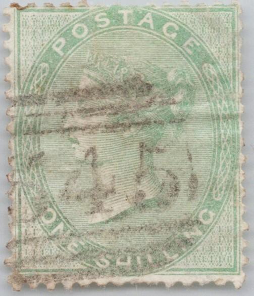 Great Britain 28a Used "545" postmark 1sh pale green Victoria ZAYIX 081022S07