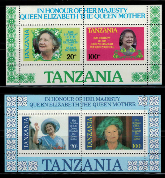 Tanzania 269a / 270a MNH souvenir sheets - Queen Mother's Birthday ZAYIX