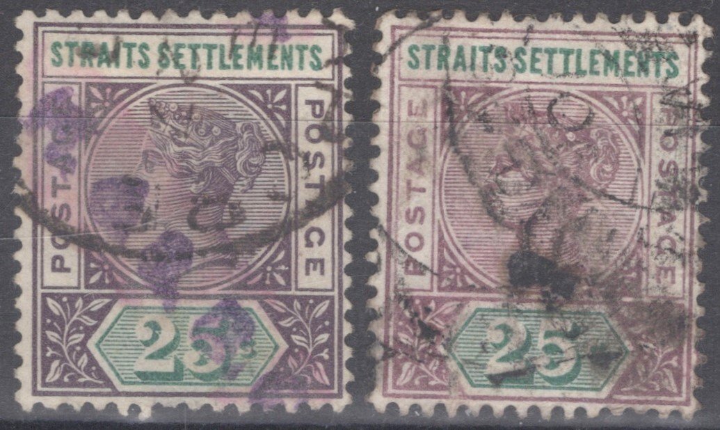 Straits Settlements 86 Used Shades 25c Royalty Queen Victoria ZAYIX 100222S91