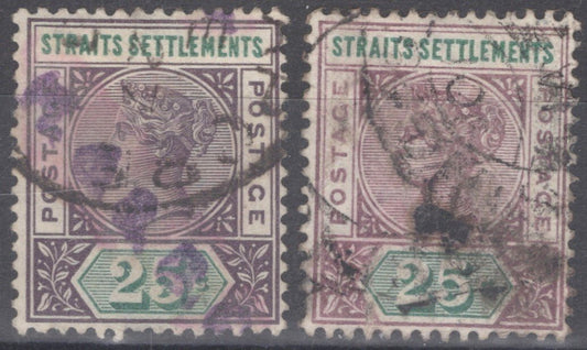 Straits Settlements 86 Used Shades 25c Royalty Queen Victoria ZAYIX 100222S91