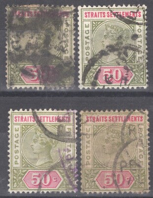 Straits Settlements 87 Used Shades 50c Royalty Queen Victoria ZAYIX 100222S92