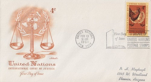UN 88 Artmaster FDC International Court of Justice, Law032723SM50 ZAYIX 030723SM50M