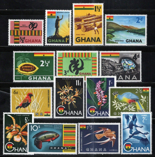 Ghana 48-60, C1-C2 MNH Flowers Food Birds Fish Industry ZAYIX 013123S174