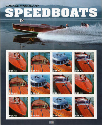 US 4160-4163 MNH Speedboats Sheet of 12 Transportation Racing ZAYIX
