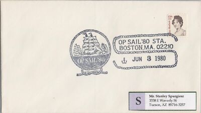 US Event Cover - OP SAIL '80 Boston, MA - Clipper Ships Anchors ZAYIX 050922SM63