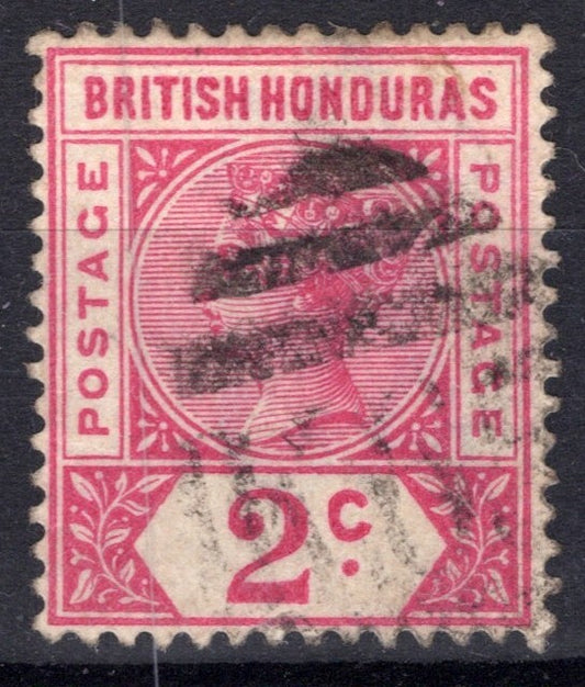 British Honduras 39 Used 2c Carmine Rose Victoria Wmk 2 Perf 14 ZAYIX 113022S160