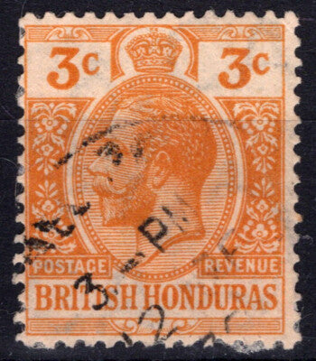 British Honduras 77 Used 3c Orange KG5 Wmk 3 Perf 14 ZAYIX 021823S133M