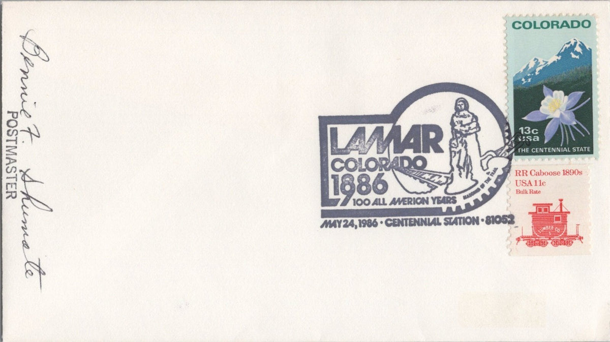 United States Covers - Slogan - Lamar CO, Centennial - Railroad Tracks ZAYIX