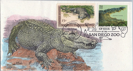 1996 US 3105 FDC Hand Painted SMB Cachet Endangered American Crocodile ZAYIX 050922SM164