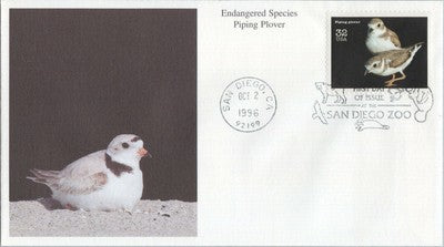 US 3105 FDC Mystic Cachet Endangered Species Piping Plover Birds ZAYIX 050922SM170