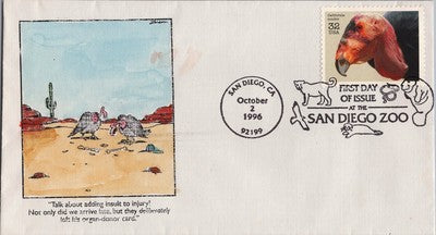 1996 US 3105 FDC Hand Painted SMB Cachets Humorous Condor ZAYIX 051122SM02