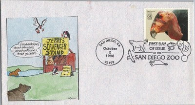1996 US 3105 FDC Hand Painted SMB Cachet California Condor Bird ZAYIX 051122SM05