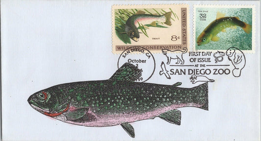 US 3105 FDC Hand Painted SMB Cachets Endangered Species Trout ZAYIX 051122SM13
