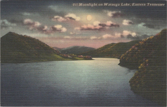 Moonlight on Watauga Lake Eastern Tennessee TVA Postcard ZAYIX 090222PC24