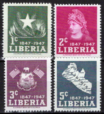 Liberia 303-306 MNH Map and Symbols of Liberty ZAYIX 033023S179M