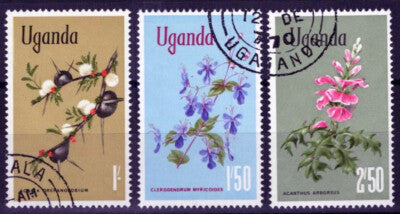 Uganda 124-126 Used/CTO Flowers and Plants High Values ZAYIX 033023S175M