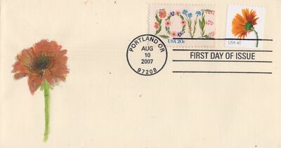 US 4177 FDC Orange Gerbera Daisy booklet stamp ZAYIX 100823USF05