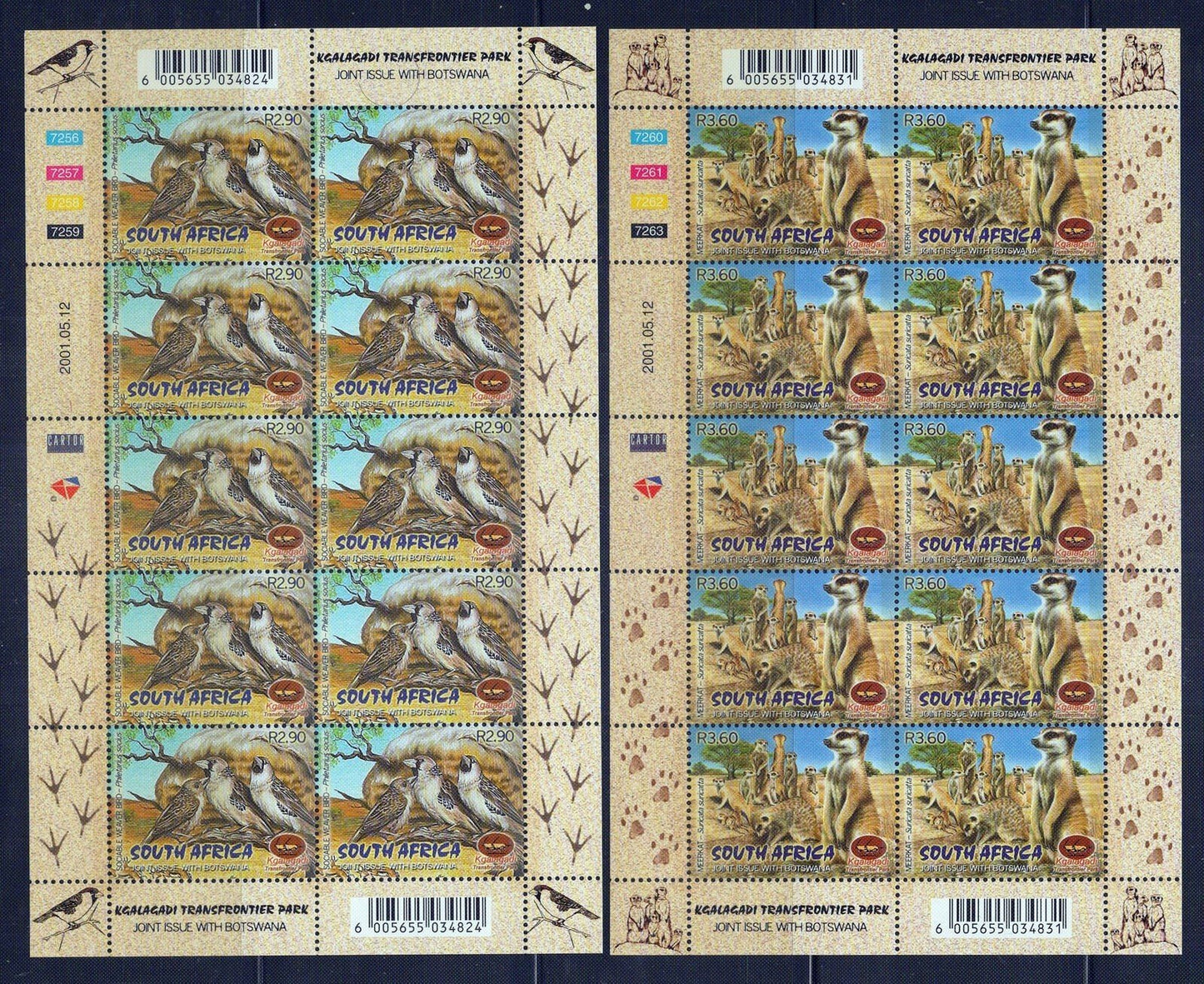 South Africa 1252-1255 MNH Wildlife Wild Cats Birds ZAYIX 101623SM120