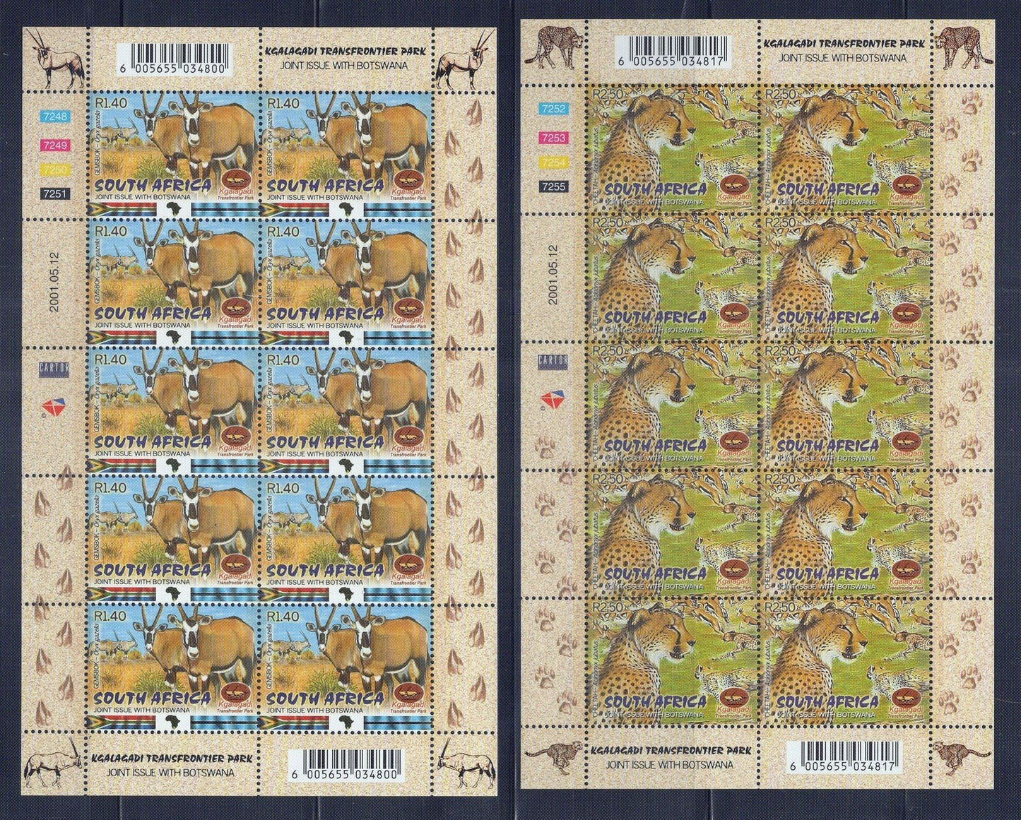 South Africa 1252-1255 MNH Wildlife Wild Cats Birds ZAYIX 101623SM120