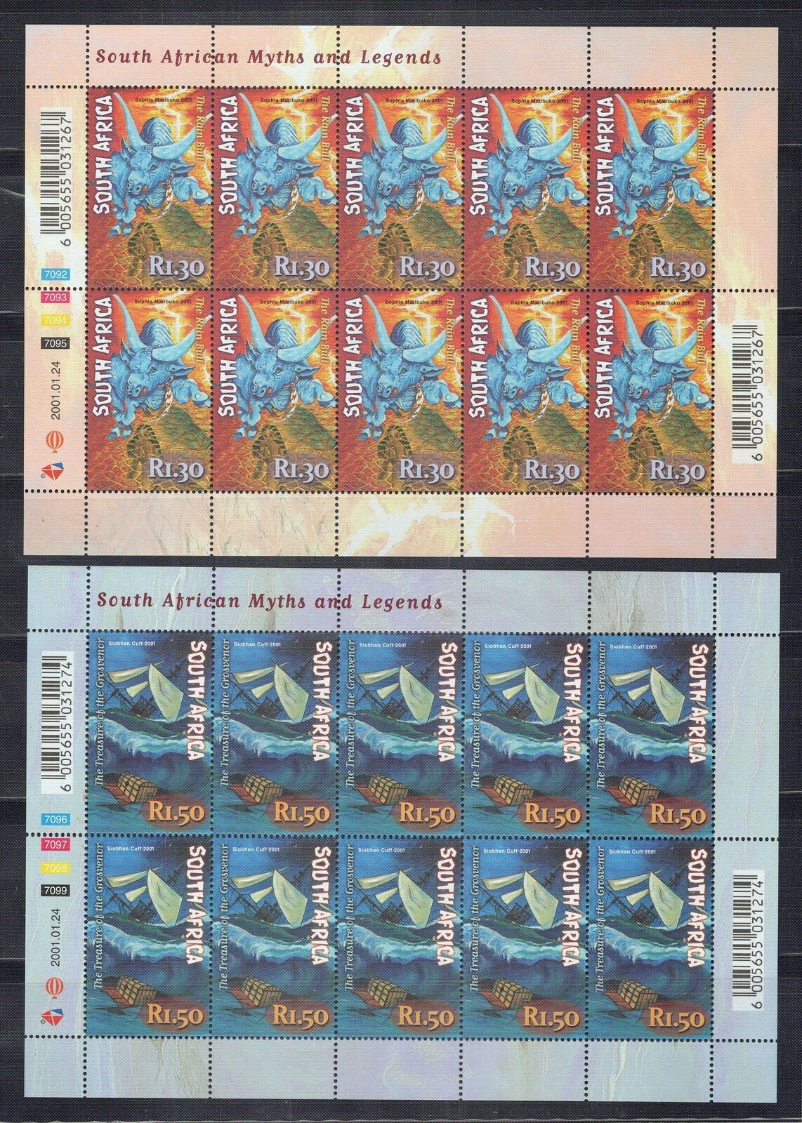 South Africa 1236-1240 MNH Myths Legends The Rain Bull ZAYIX 101623SM122