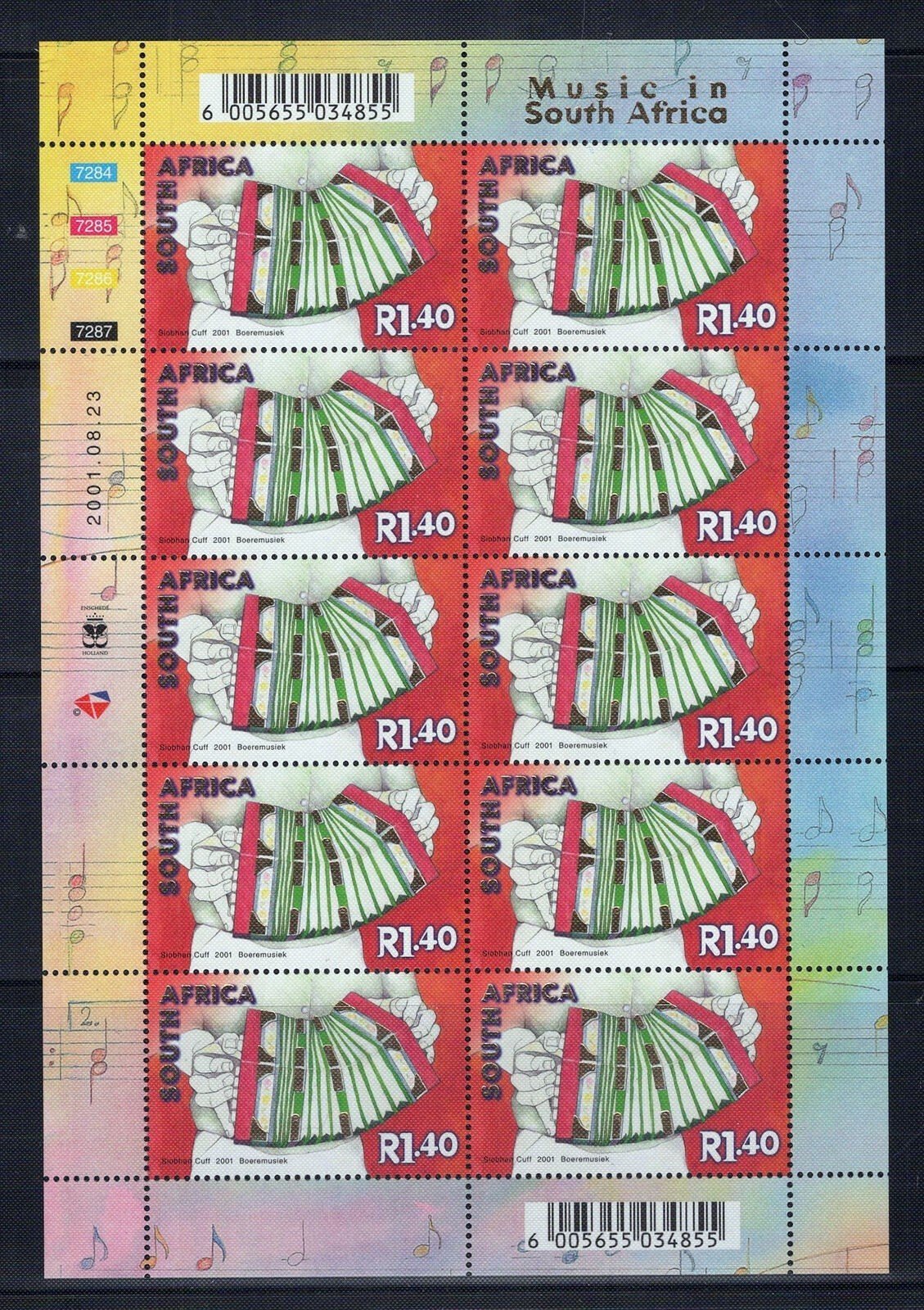 South Africa 1263-1267 MNH Musical Instruments Drums Cello ZAYIX 1223L0007