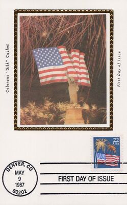US Colorano 'Silk' FDC Maxi Card Cover UA 23c Flag & Fireworks ZAYIX 0924M0033