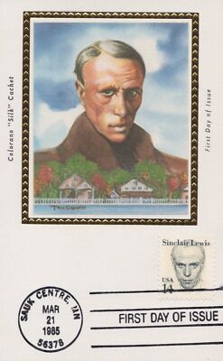 US Colorano 'Silk' FDC Maxi Card Cover UA Sinclair Lewis, Author ZAYIX 0924M0029