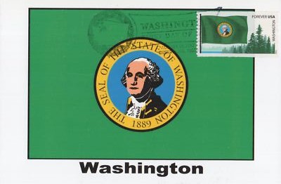 US First Day Cover FDC Maxi Card Washington Statehood Flags ZAYIX 0924M0256