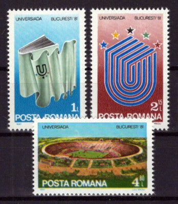 Romania 3015-3017 MNH University '81 Games Sports Flag ZAYIX 0624S0392
