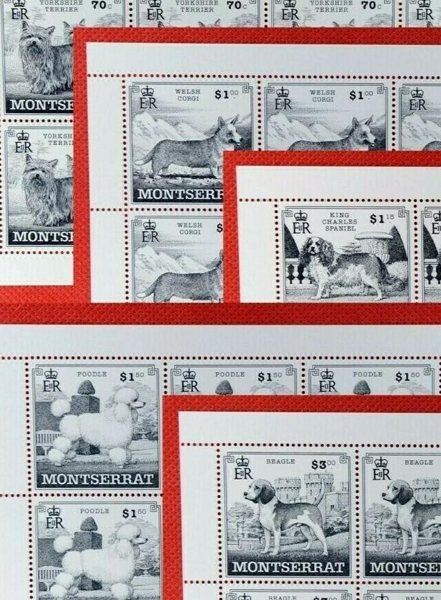 Montserrat 989-993 MNH Dog Breeds Miniature Sheets CV $153 ZAYIX