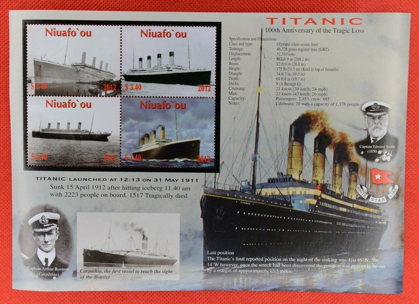 2012 Tonga Niuafo'ou 288-289 MNH Ships Sinking of the Titanic ZAYIX 052922SL22M