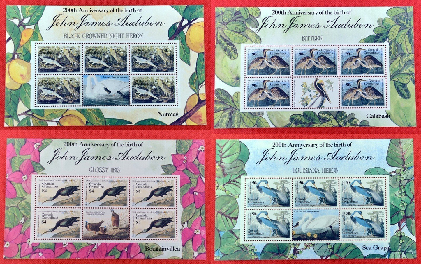 Grenada Grenadines 732-735 MNH 1986 Scarce Art Audubon Birds Sheetlets ZAYIX