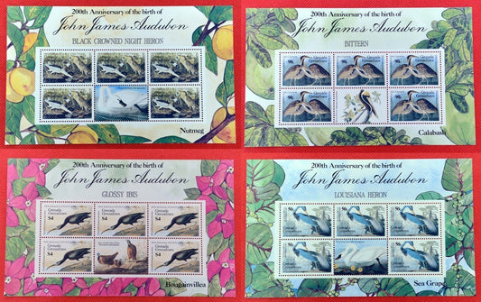 Grenada Grenadines 732-735 MNH 1986 Scarce Art Audubon Birds Sheetlets ZAYIX