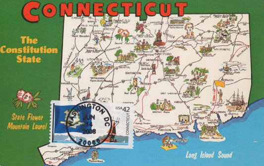 US Maxi Card FDC Connecticut Maps Flowers ZAYIX 0924M0282