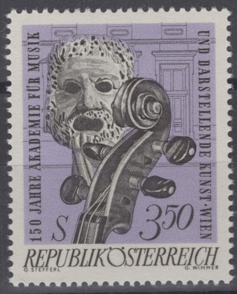 Austria 805 MNH Music & Dramatic Art Mask Violin