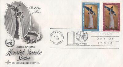 United Nations FDC Henrick Starcke Statue Artcraft Cachet ZAYIX 031823SM174M
