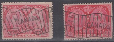 Canada 53 used 1897 3c bright rose "Canada" postmark 2 stamps ZAYIX 060222S109