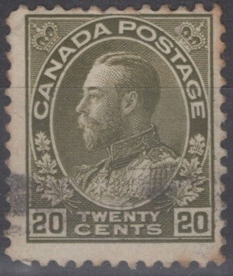 Canada 119 used 1925 20c olive green Admiral ZAYIX 060222S118M